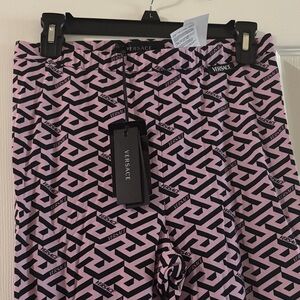Versace Pink and Black Geometric Leggings